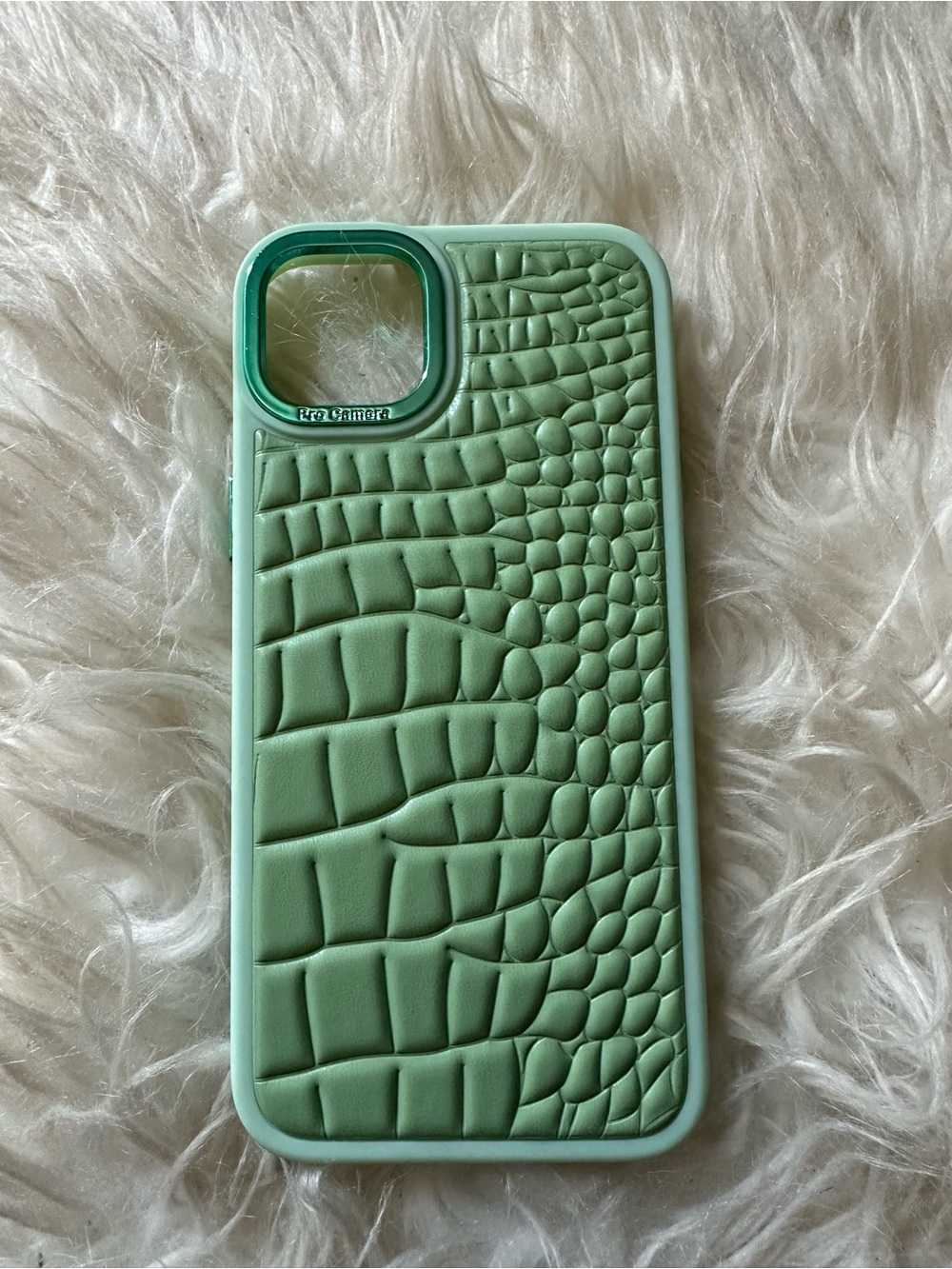 Mint Green Croc Texture Phone Case - Unbranded for 15Plus